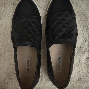 Steve Madden Quilted Slip Ons in Black